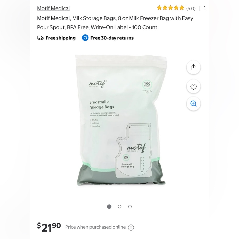 NWOT Motif Breastmilk Storage Bags